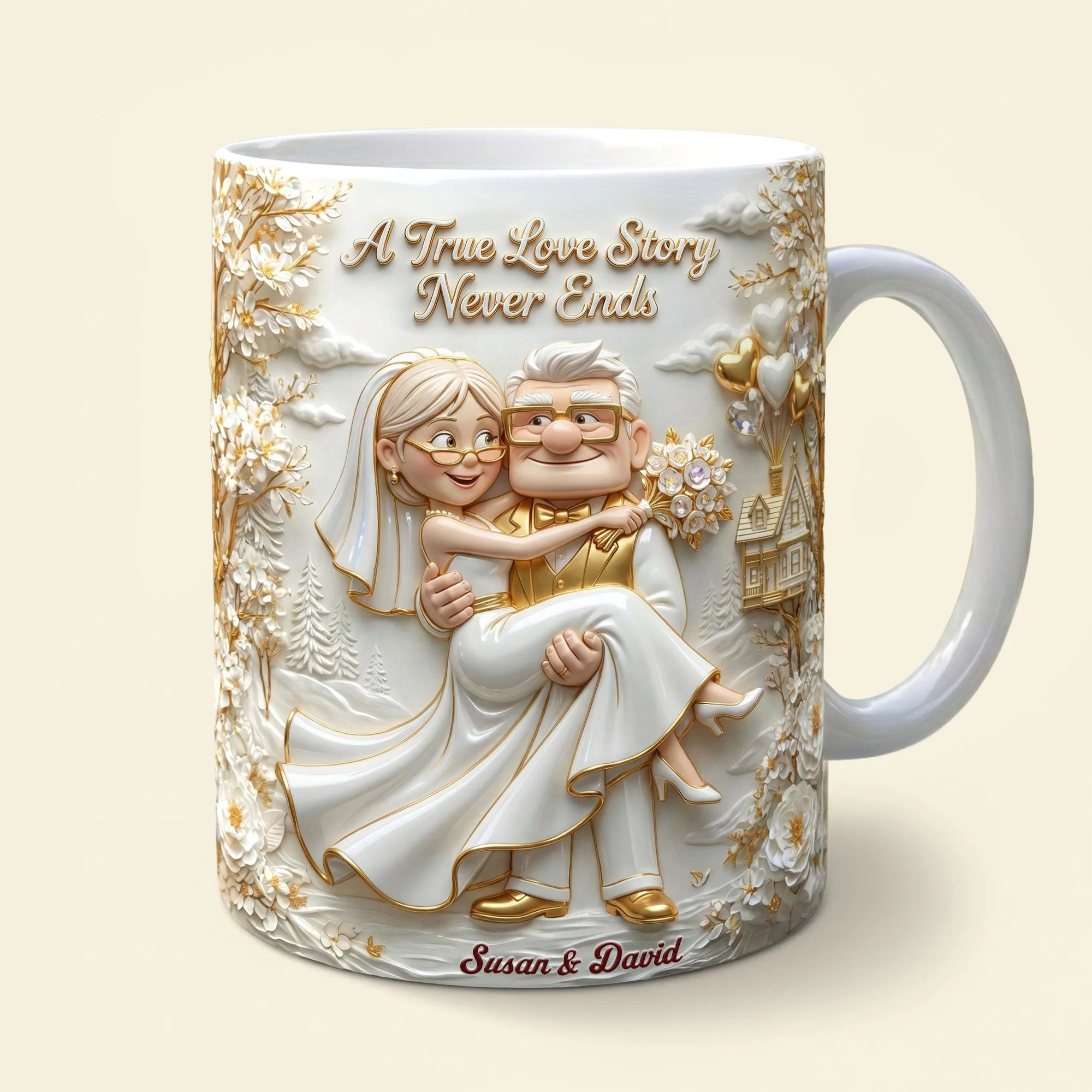 DSNY A True Love Story Never Ends - Personalized White Edge-To-Edge Mug - Gift For Couples, Movie Fans NL122 - Image 3