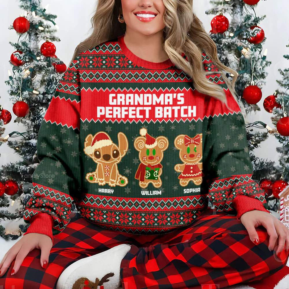 DSNY Cute Cartoon Gingerbread Character - Personalized Ugly Sweater - Gifts For Grandma, Mom TD118 - Image 4
