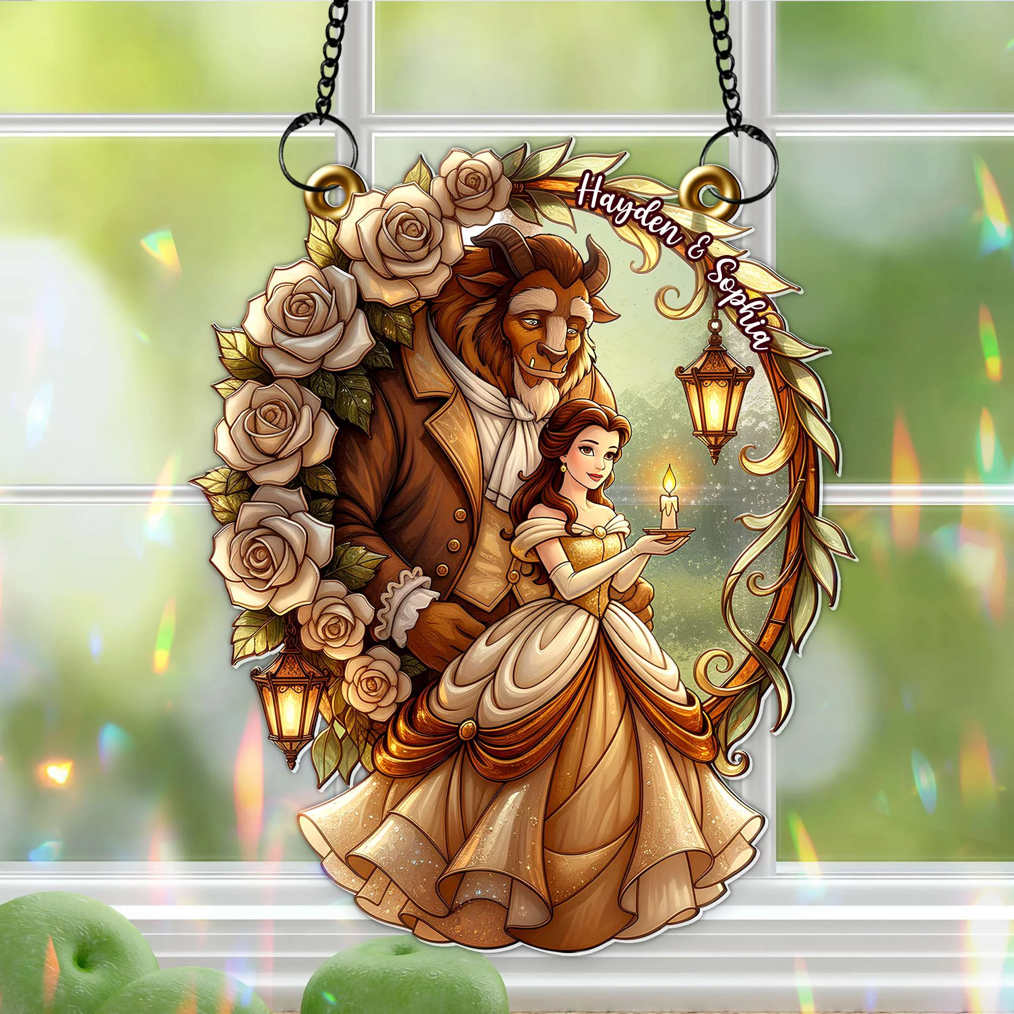 DSNY Enchanted Rose Fairy Tale - Personalized Window Hanging Suncatcher - Gift For Couples NL122 - Image 3