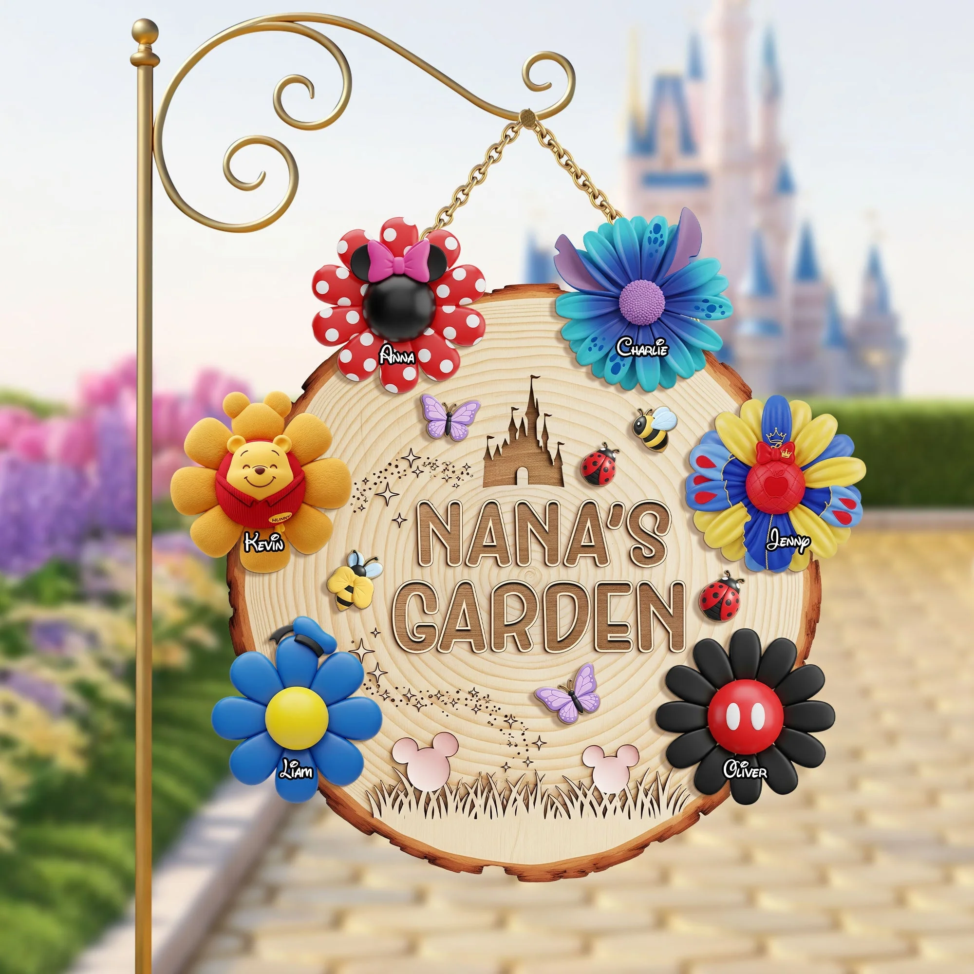 DSNY Flower Garden - Personalized Custom Shaped Wood Sign - Gift For Mom, Grandma NL122