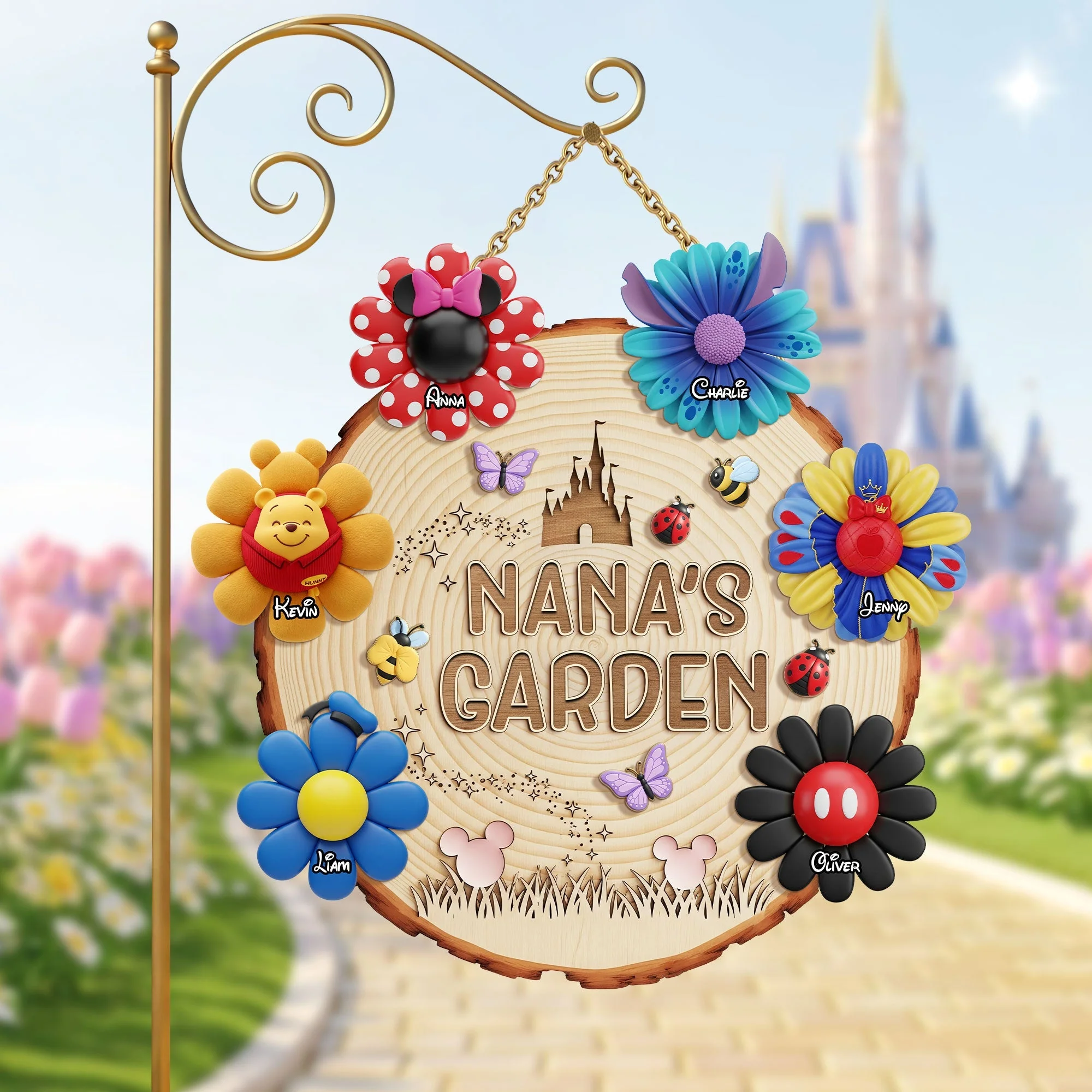 DSNY Flower Garden - Personalized Custom Shaped Wood Sign - Gift For Mom, Grandma NL122 - Image 2