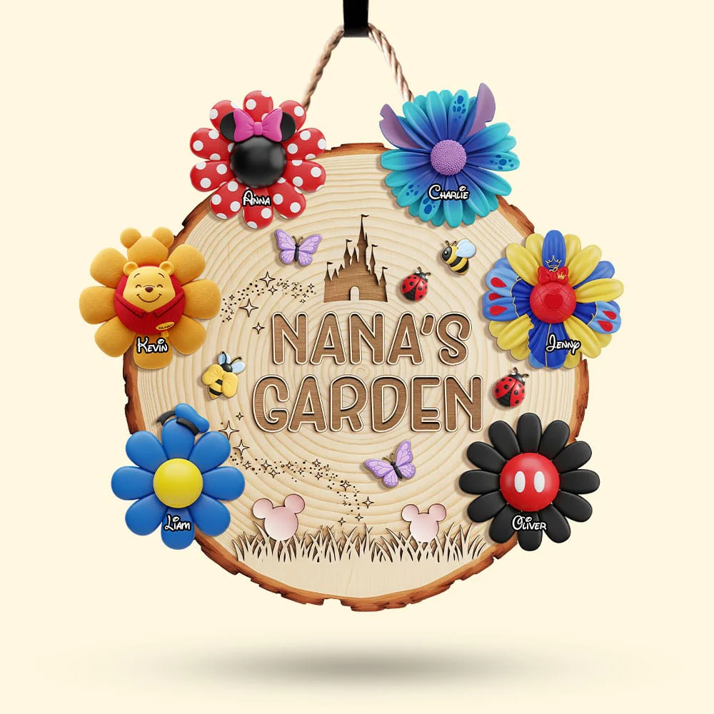 DSNY Flower Garden - Personalized Custom Shaped Wood Sign - Gift For Mom, Grandma NL122 - Image 3