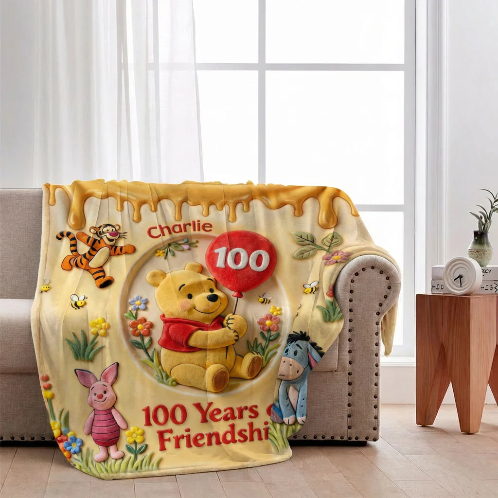 DSNY Honey Bear 100 Years Of Friendship - Personalized Blanket - Anniversary Gift For Movie Fans NL122 - Image 2