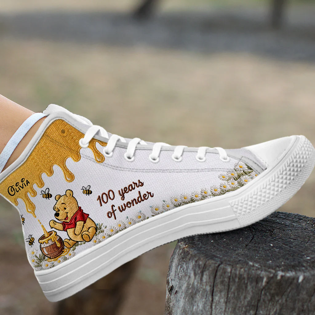 DSNY Honey Bear 100 Years Of Wonder - Personalized High Top Canvas Shoes - Gift For Movie Fans NL122 - Image 3