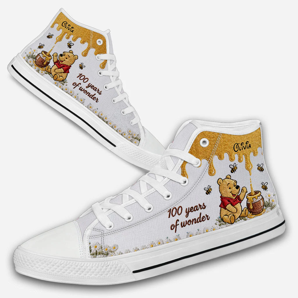 DSNY Honey Bear 100 Years Of Wonder - Personalized High Top Canvas Shoes - Gift For Movie Fans NL122 - Image 4