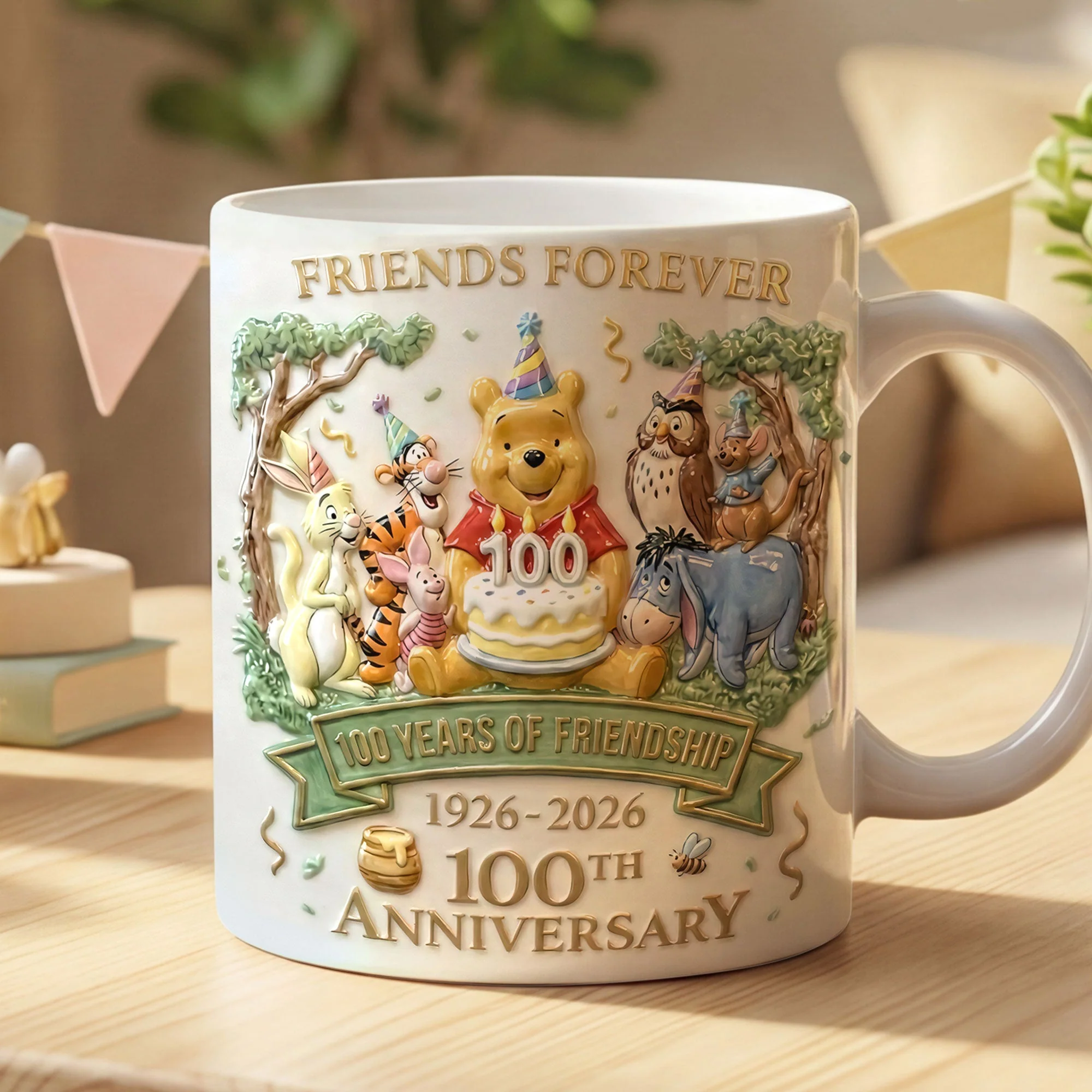 DSNY Honey Bear 100th Anniversary Friends Forever - Personalized White Edge-to-Edge Mug  - Gift For Fan Movies  HH01