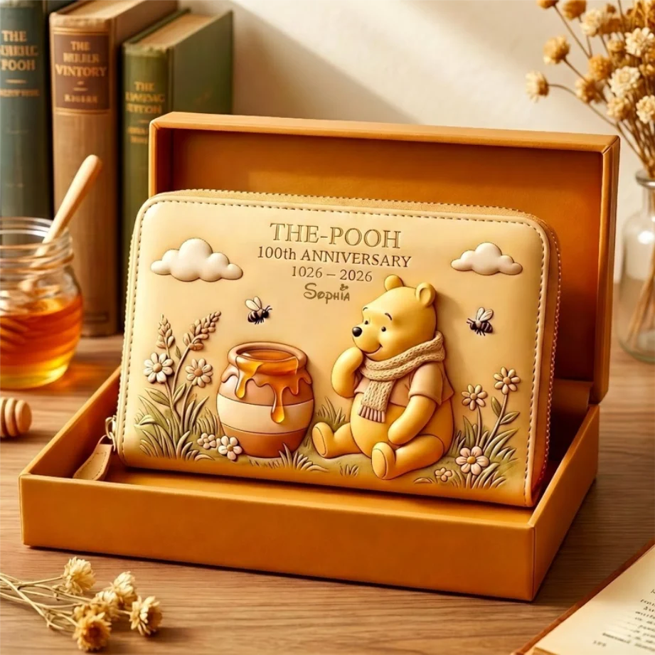 DSNY Honey Bear 100th Anniversary - Personalized Leather Long Wallet And Folded Wallet - Gift For Movie Fans NL122