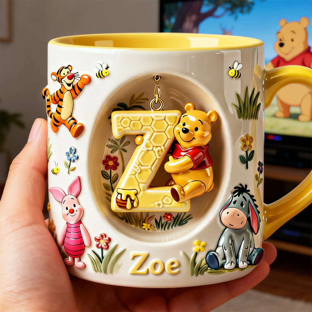 DSNY Honey Bear Anniversary 100 Years Of Friendship - Personalized Initial Alphabet Accent Mug - Gift For Movie Fans HH01 - Image 2