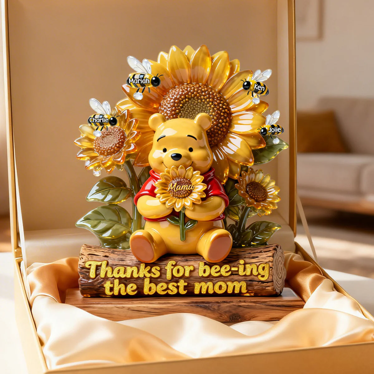 DSNY Honey Bear Being The Best Mom - Personalized Custom Shaped Acrylic Plaque - Gift For Mom, Grandma NL122