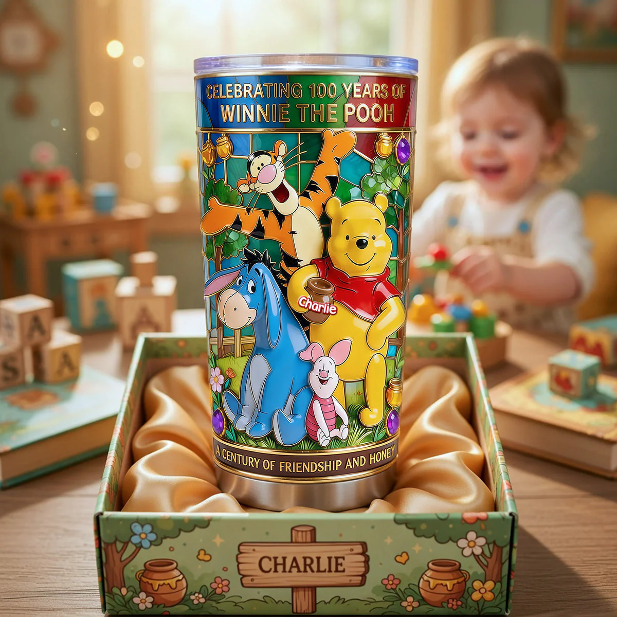 DSNY Honey Bear Celebrate 100 Years Of Childhood Memories - Personalized Tumbler - Anniversary Gift For Movie Fans NL122
