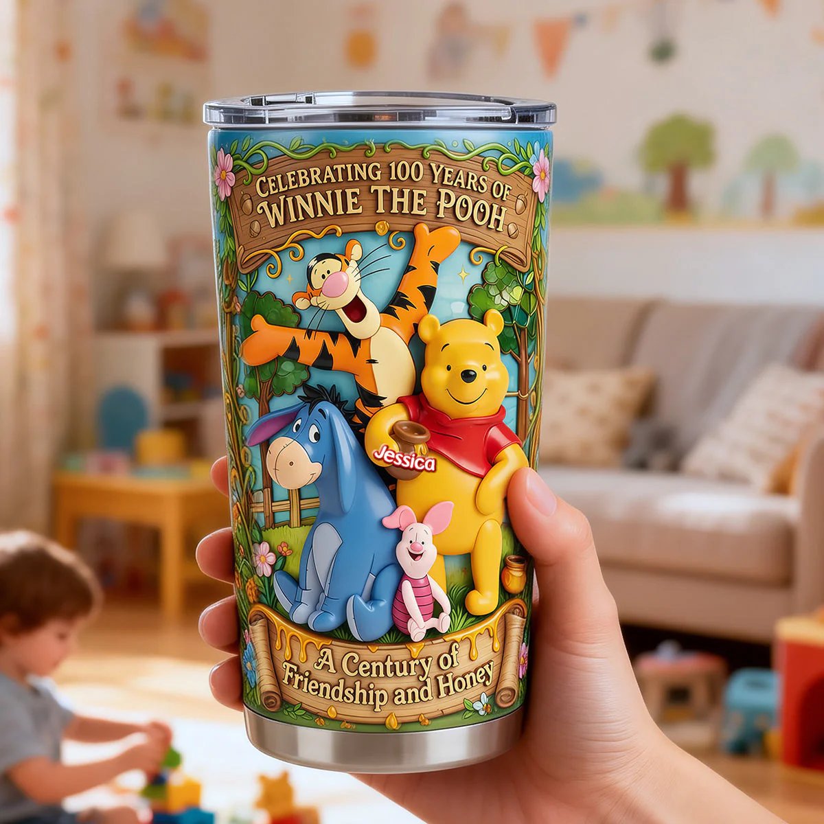 DSNY Honey Bear Celebrate 100 Years Of Childhood Memories - Personalized Tumbler - Anniversary Gift For Movie Fans NL122 - Image 2