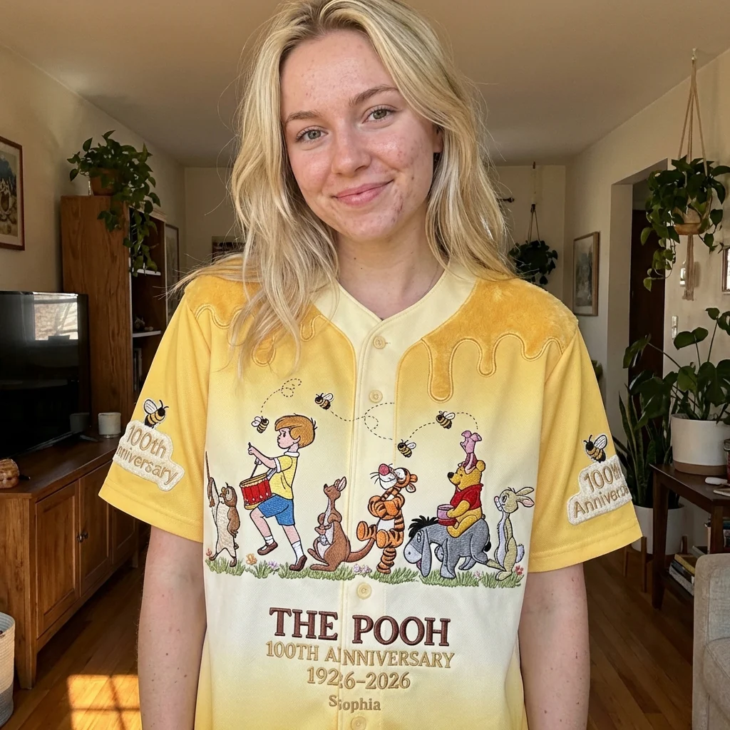 DSNY Honey Bear Celebrate 100 Years Of Friendship - Personalized Baseball Jersey - Anniversary Gift For Movie Fans NL122 - Image 2