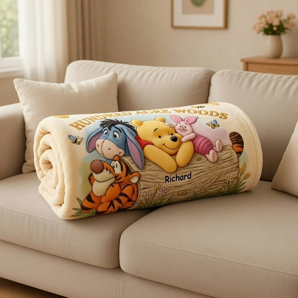 DSNY Honey Bear Happy 100 Years Of Woodland Friends - Personalized Blanket - Anniversary Gift For Movie Fans NL122 - Image 3
