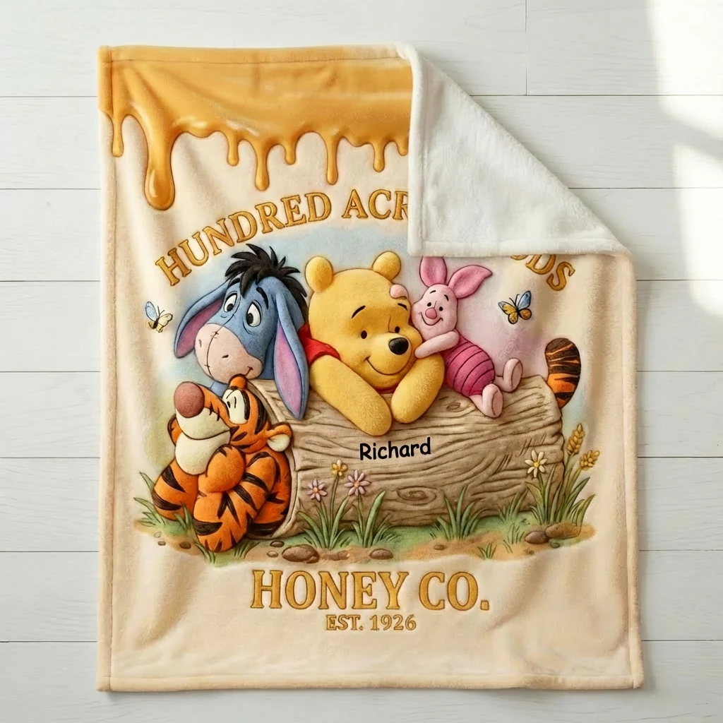 DSNY Honey Bear Happy 100 Years Of Woodland Friends - Personalized Blanket - Anniversary Gift For Movie Fans NL122 - Image 4