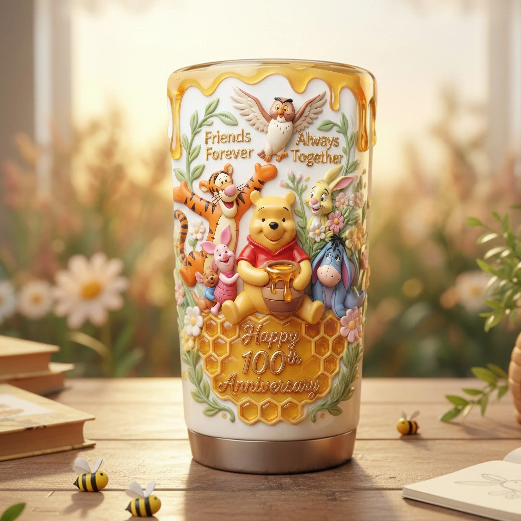 DSNY Honey Bear Happy 100th Anniversary - Personalized Tumbler - Gift For Movie Fans NL122