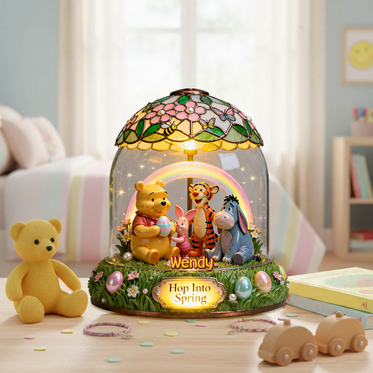 DSNY Honey Bear Hop Into Spring - Personalized Acrylic Plaque - Gift For Easter Day, Fan Movies HH01