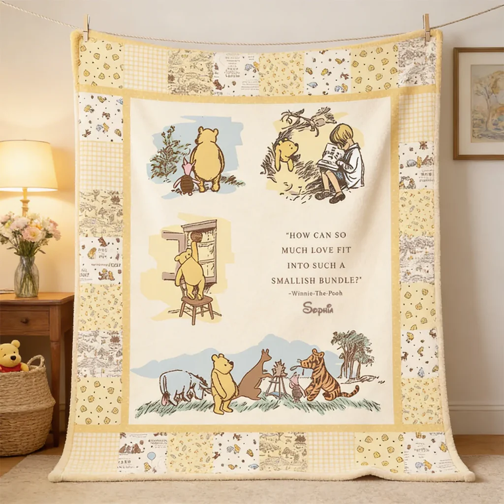 DSNY Honey Bear Love Fit Into Such A Smallish Bundle - Personalized Blanket - Gift For Movie Fans HH01
