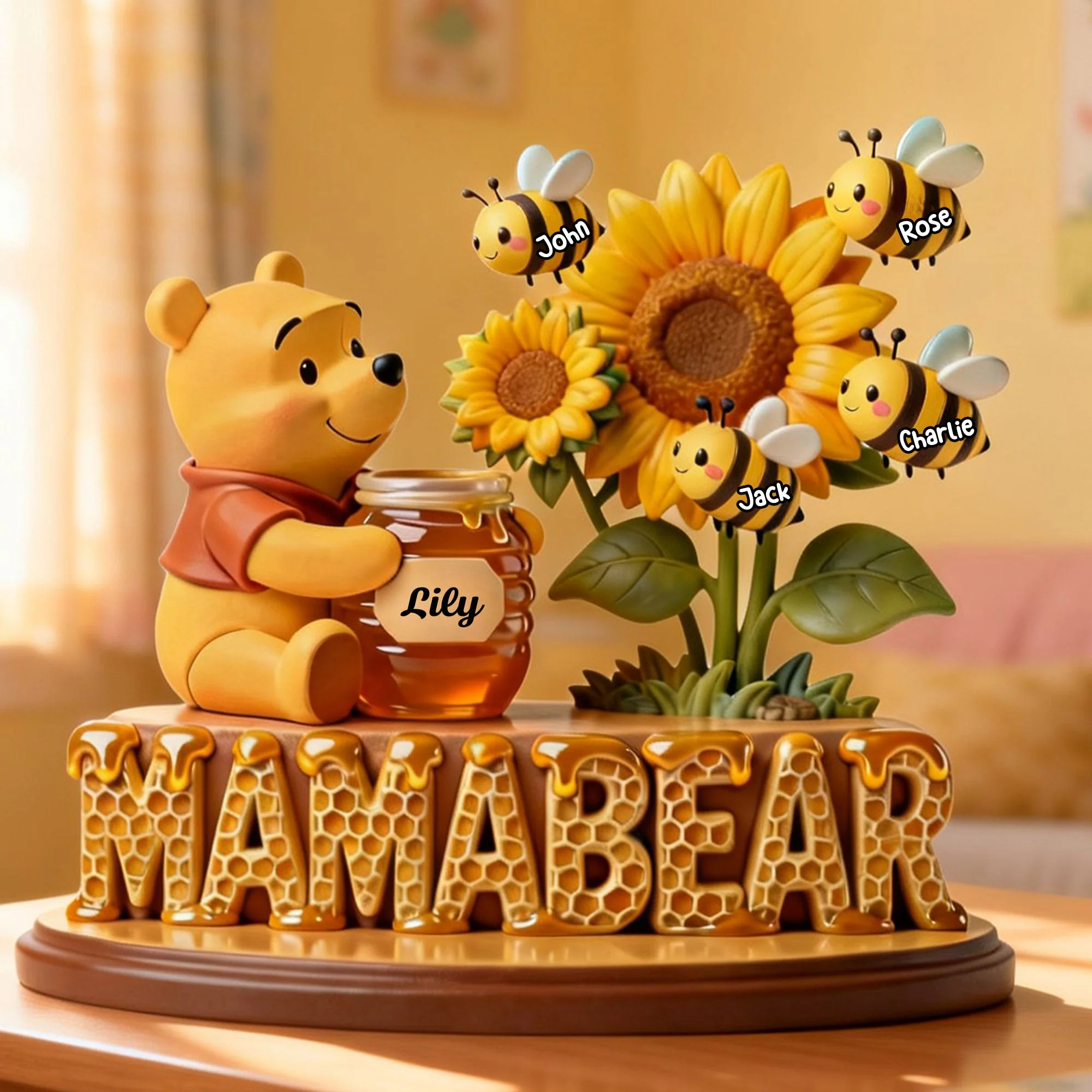 DSNY Honey Bear Love Mama - Personalized Custom Shaped Acrylic Plaque - Gift For Mom, Grandma NL122 - Image 2