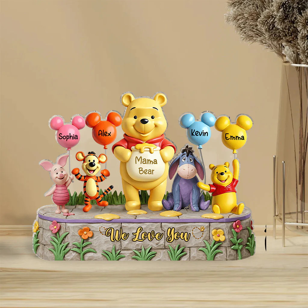 DSNY Honey Bear Mama We Love You - Personalized Custom Shaped Acrylic Plaque - Gift For Mom, Grandma NL122 - Image 3