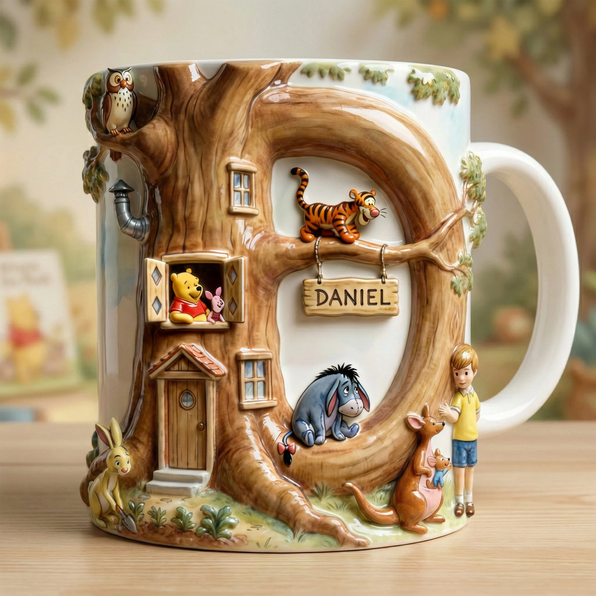 DSNY Honey Bear Tree Letter - Personalized White Edge-To-Edge Mug - Gift For Movie Fans NL122 - Image 3