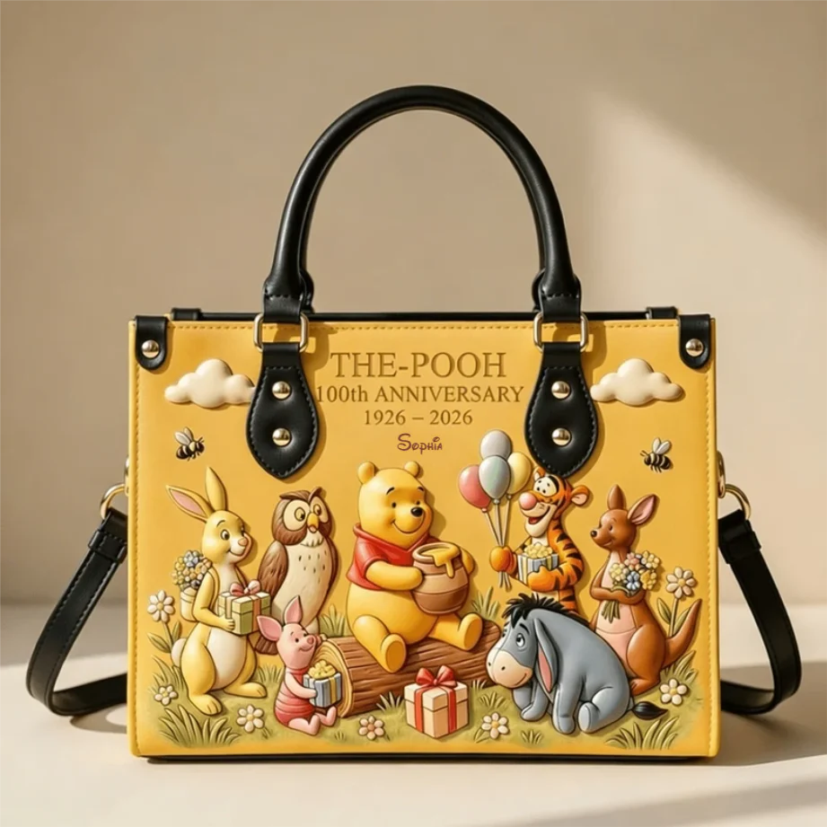 DSNY Honey Bear With Friends 100th Anniversary - Personalized Leather Handbag And Long Wallet - Gift For Fan Movies HH01 - Image 2