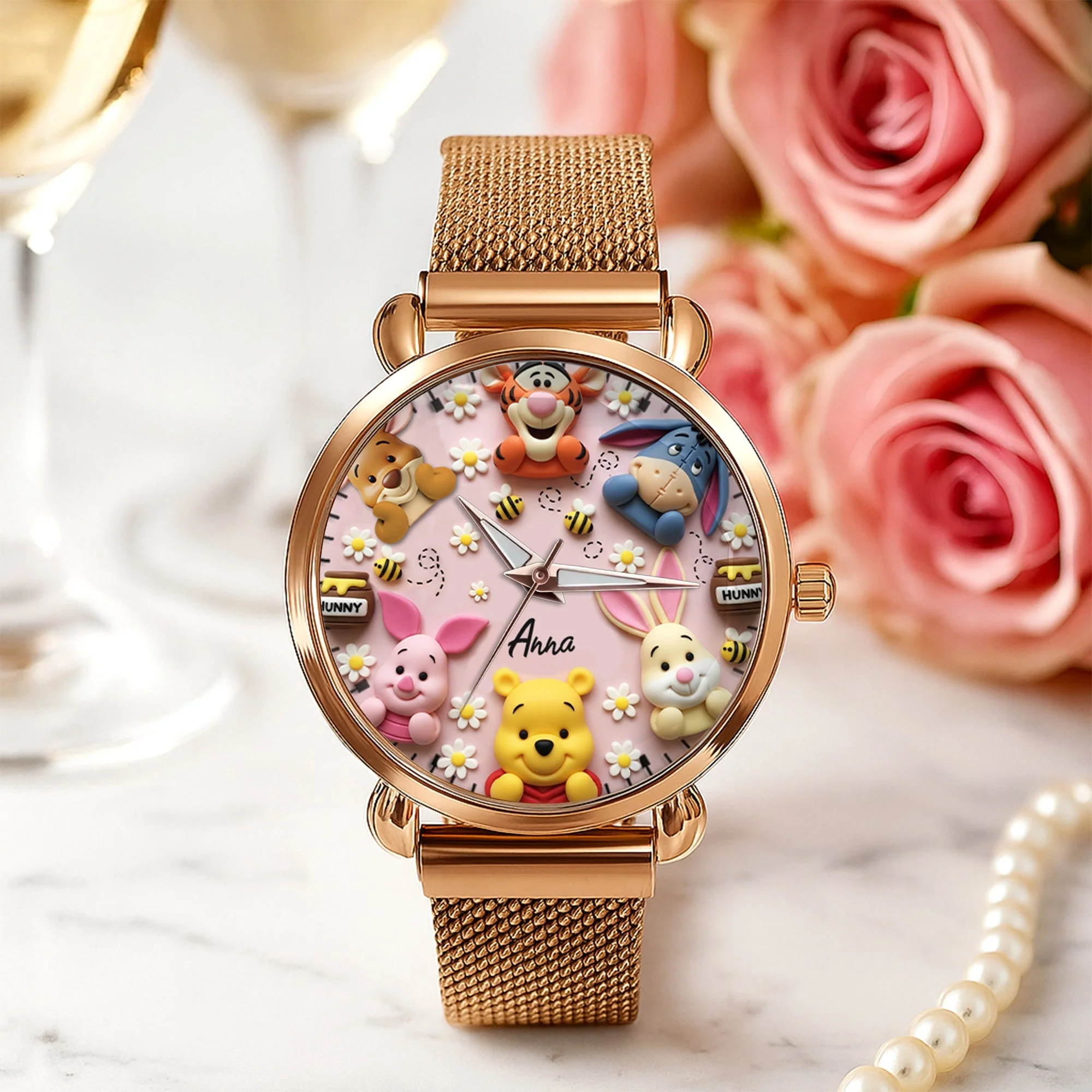 DSNY Honey Bear With Friends 100th Anniversary - Personalized Woman Hand Watch - Gift For Fan Movies HH01