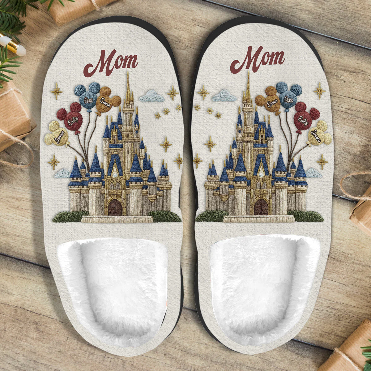 DSNY Magic Castle We Wish You A Merry Christmas - Personalized Slippers - Christmas Gift NA94