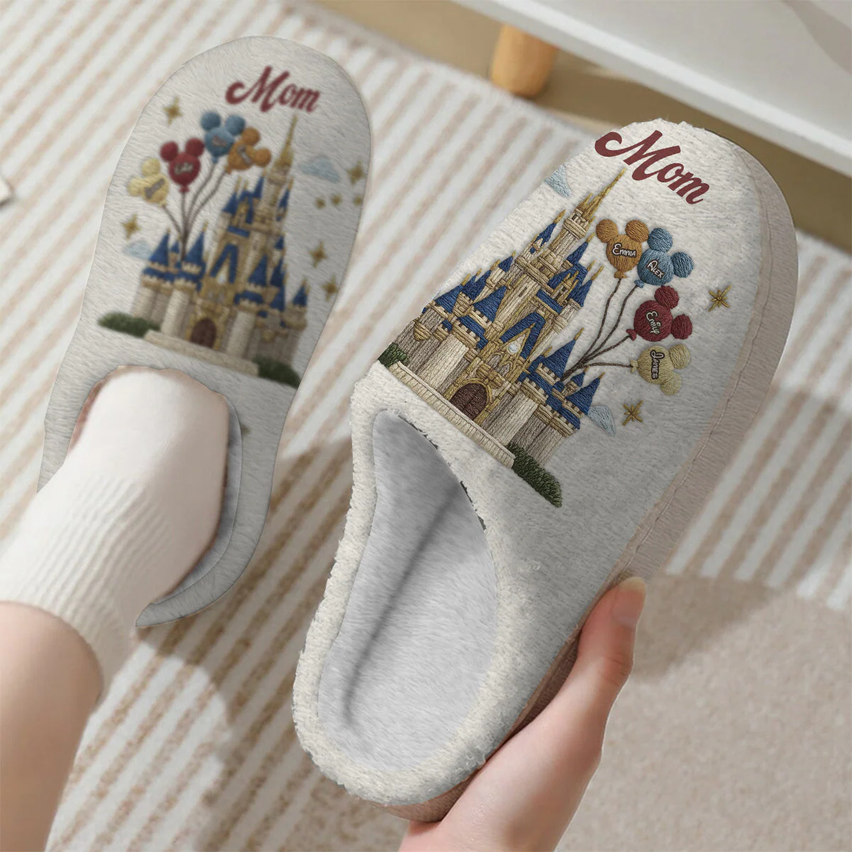 DSNY Magic Castle We Wish You A Merry Christmas - Personalized Slippers - Christmas Gift NA94 - Image 3