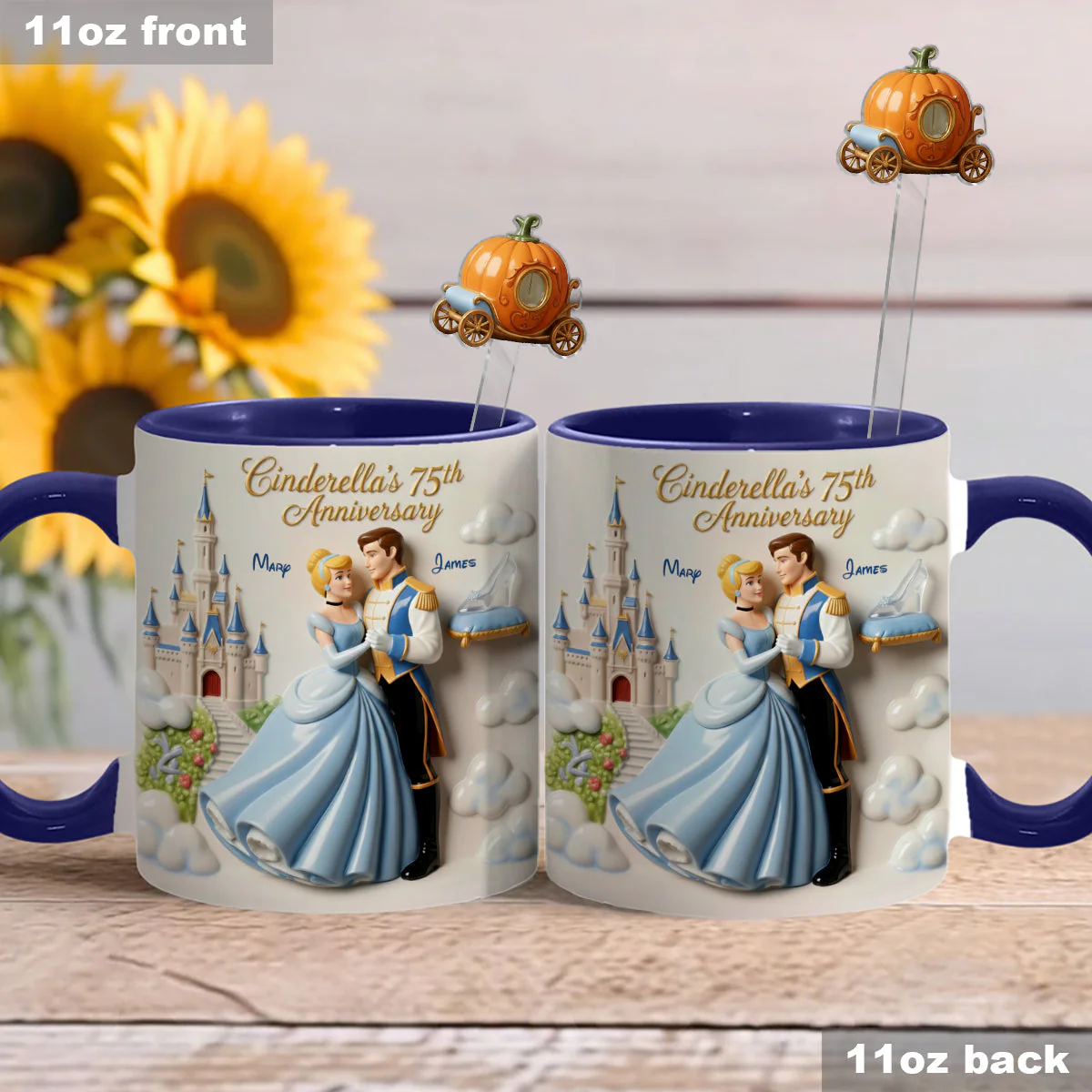 DSNY Princess Celebrate 75th Anniversary - Personalized Accent Mug - Gift For Couples, Movie Fans NL122 - Image 2