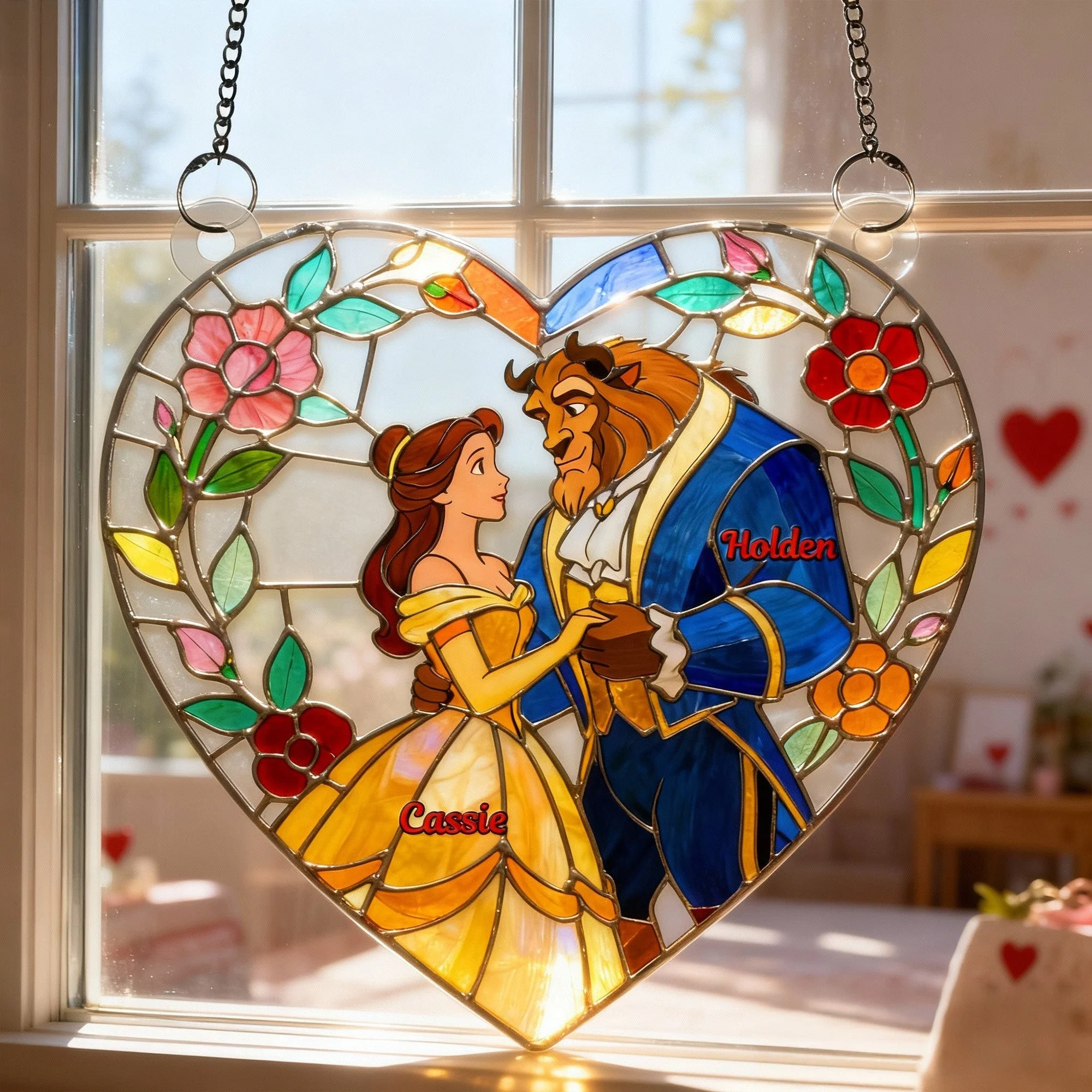 DSNY Romantic Couple - Personalized Window Hanging Suncatcher - Gift For Couples, Movie Fans NL122