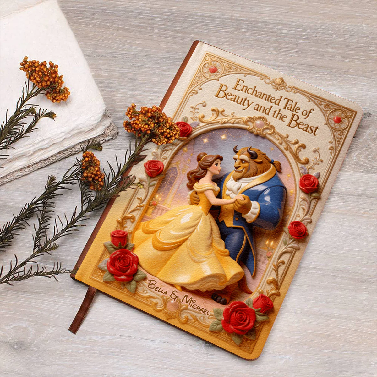 DSNY Tale As Old As Time - Personalized Leather Journal - Gift For Couple, Fan Movies HH01 - Image 2