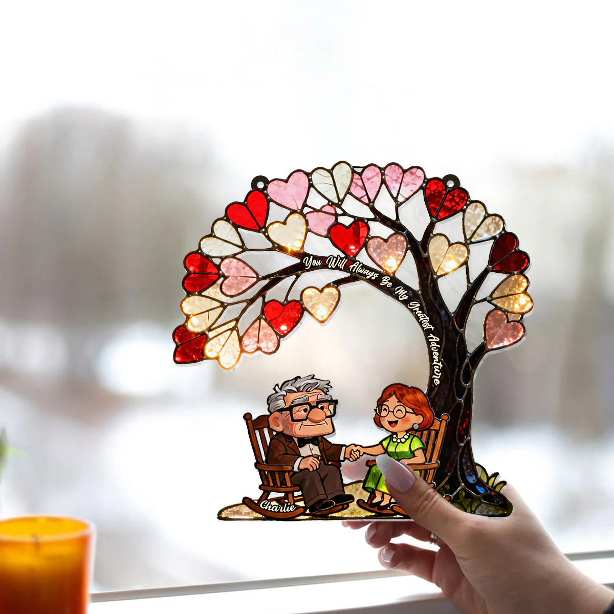 DSNY You Are My Greatest Adventure - Personalized Window Hanging Suncatcher - Gift For Couples NL122 - Image 4