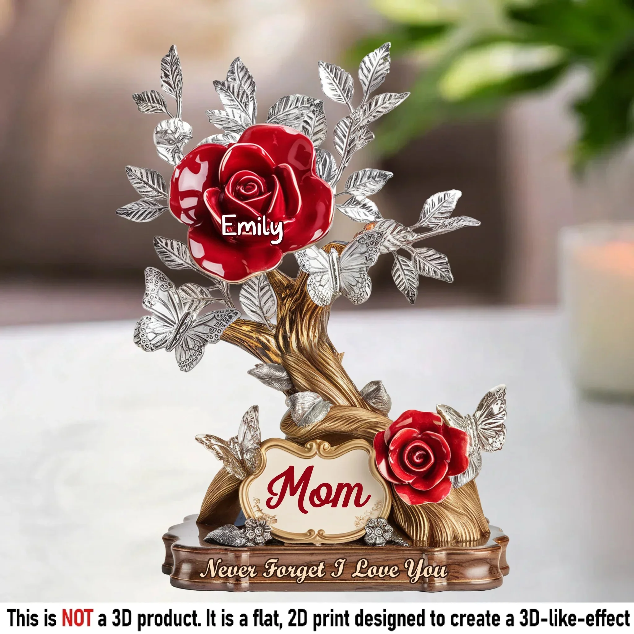 Each Rose A Piece Of Her Heart  - Personalized Shape Acrylic Plaque - Gift For Mom, Grandma HN02 - Image 2