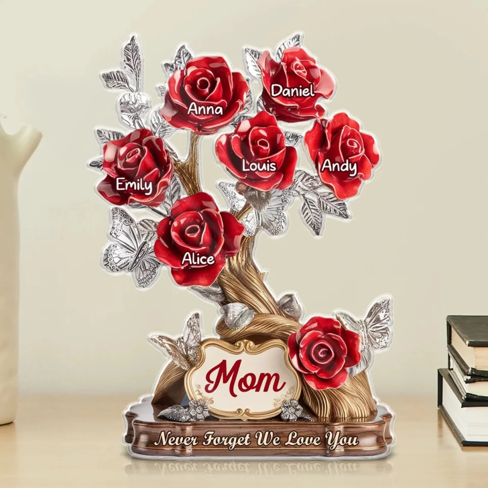 Each Rose A Piece Of Her Heart  - Personalized Shape Acrylic Plaque - Gift For Mom, Grandma HN02 - Image 3