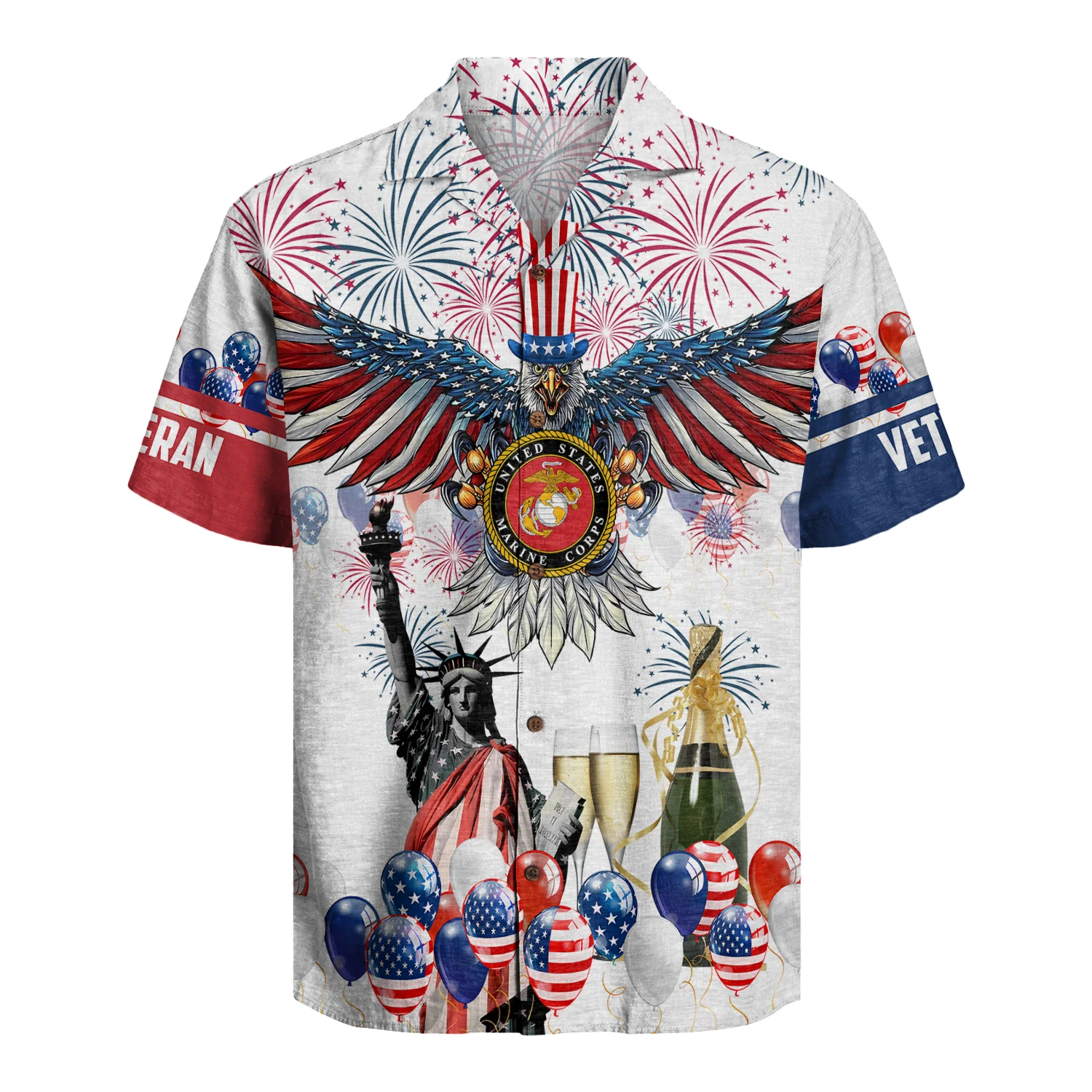 Eagle & Fireworks Military Pride - Hawaiian Shirt - Patriotic Gift For Veterans | HN02 - Image 2