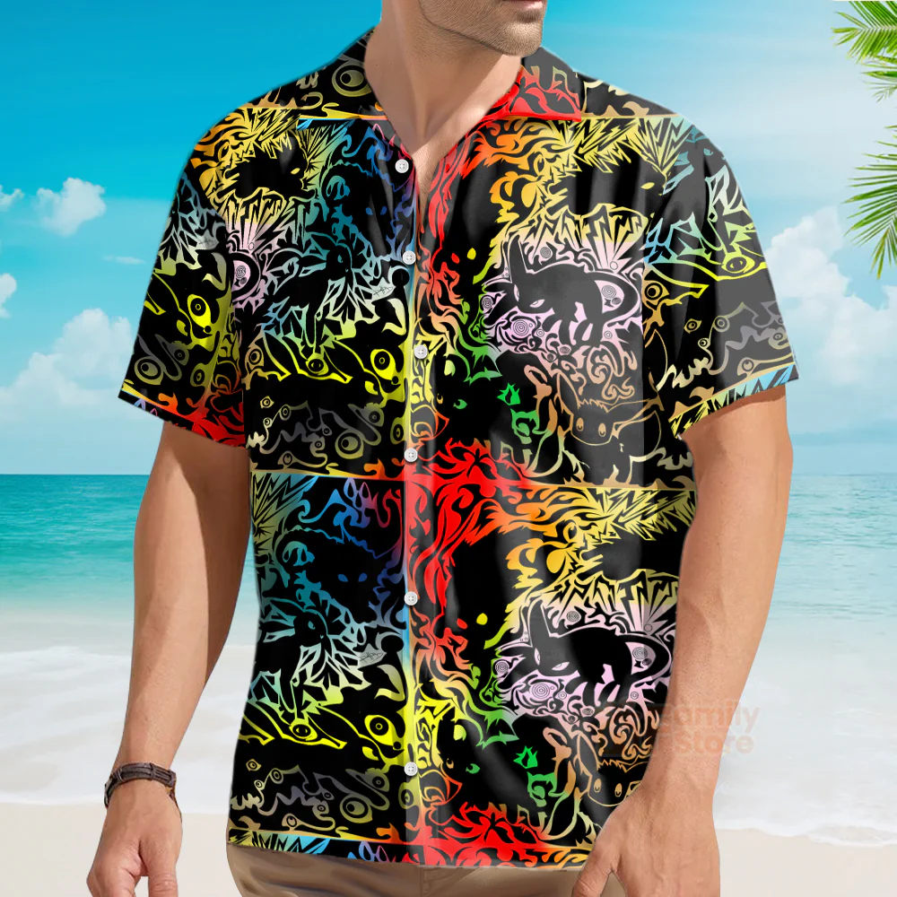 Eevee PoMo Black Hawaiian Shirt - Image 3