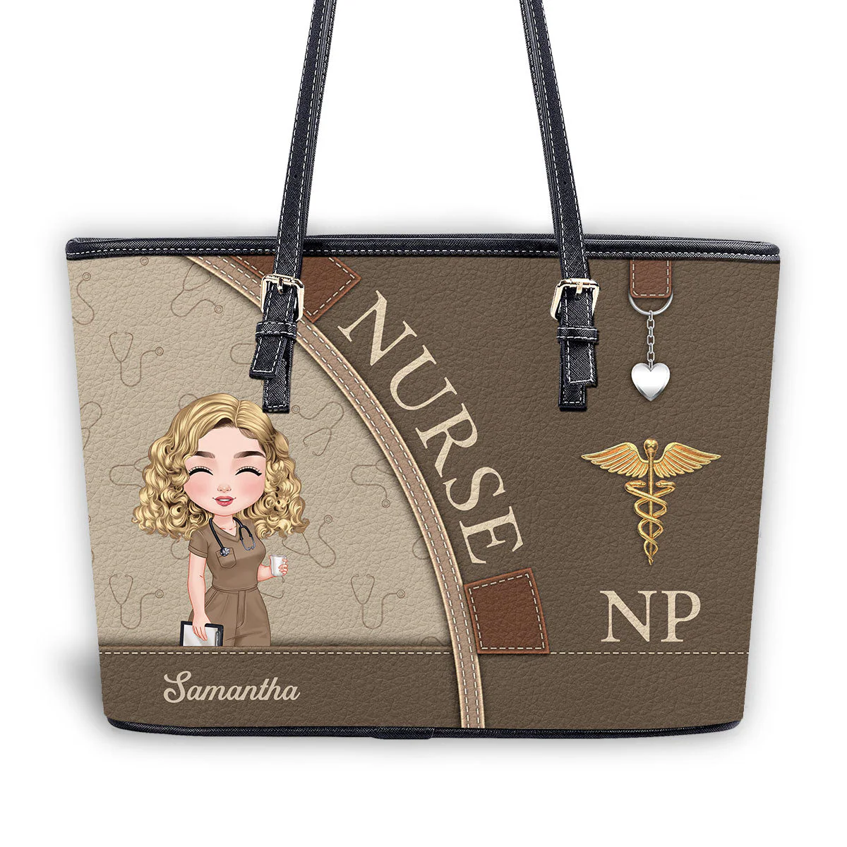 Elegant Nurse Life - Personalized Leather Tote Bag - Gift For Nurse | NR4 HH01