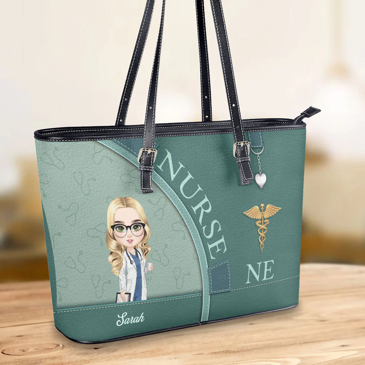 Elegant Nurse Life - Personalized Leather Tote Bag - Gift For Nurse | NR4 HH01 - Image 2