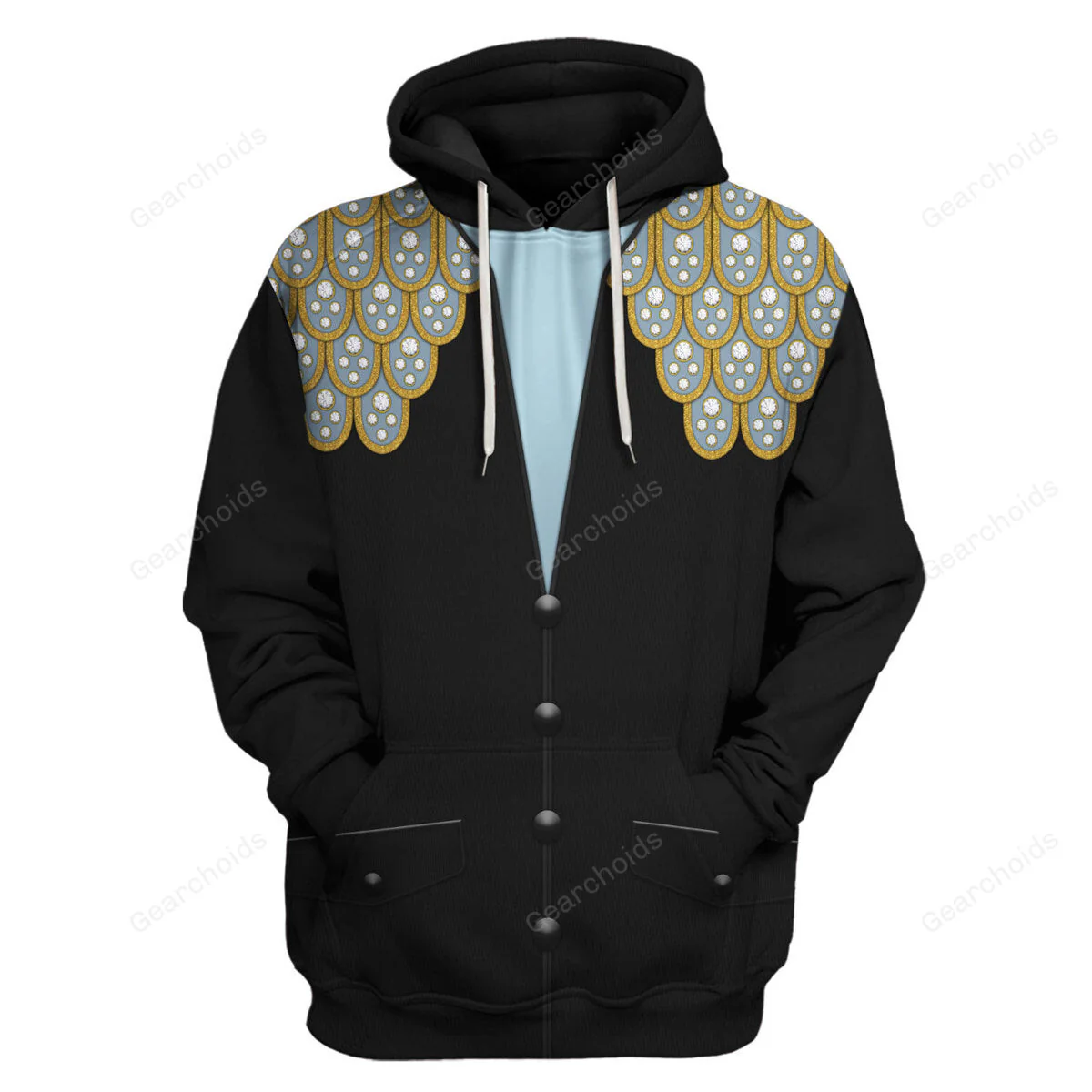 Elvis Armadillo suit in Blue on Black - Costume Cosplay Hoodie Sweatshirt Sweatpants CSELV041 - Image 2