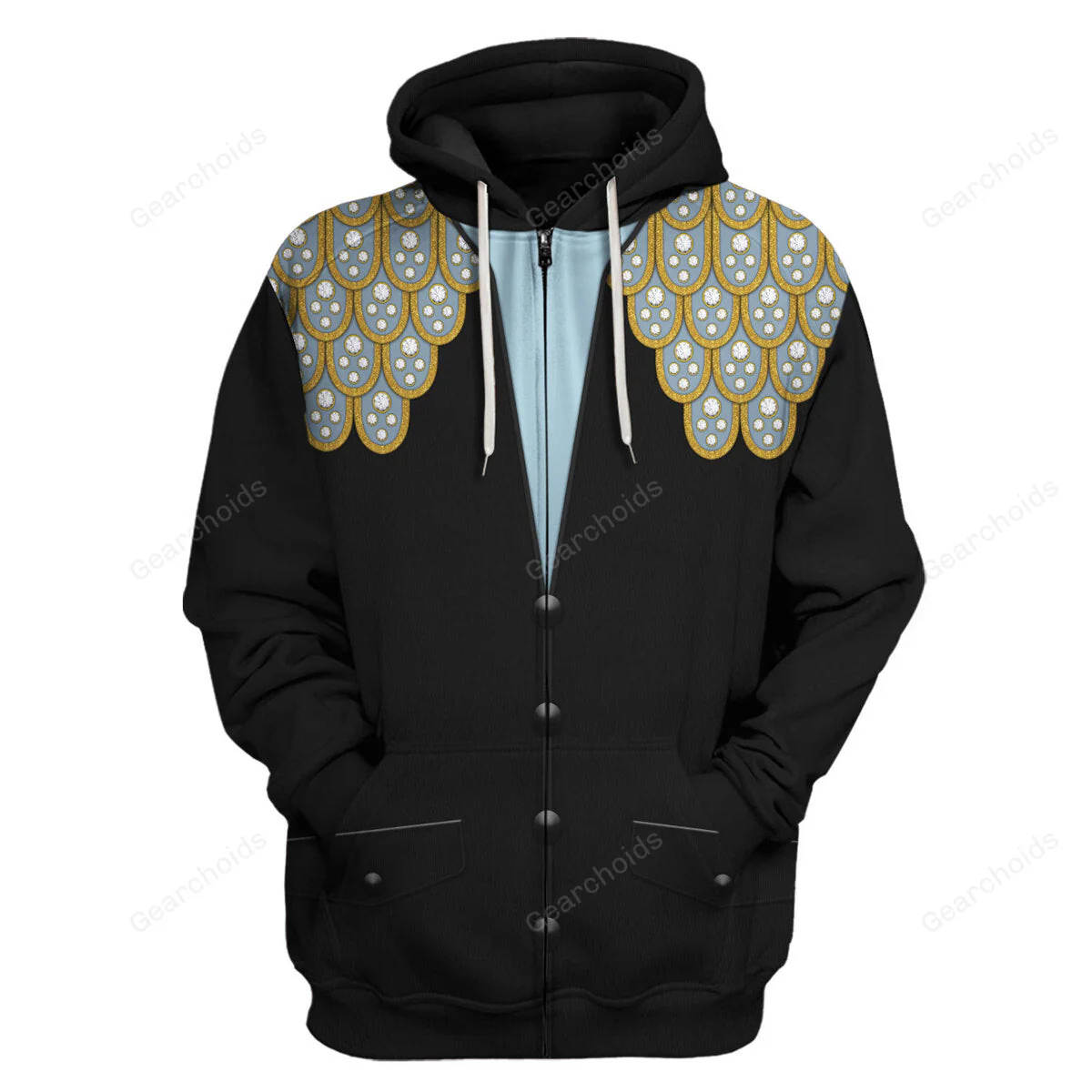 Elvis Armadillo suit in Blue on Black - Costume Cosplay Hoodie Sweatshirt Sweatpants CSELV041 - Image 3