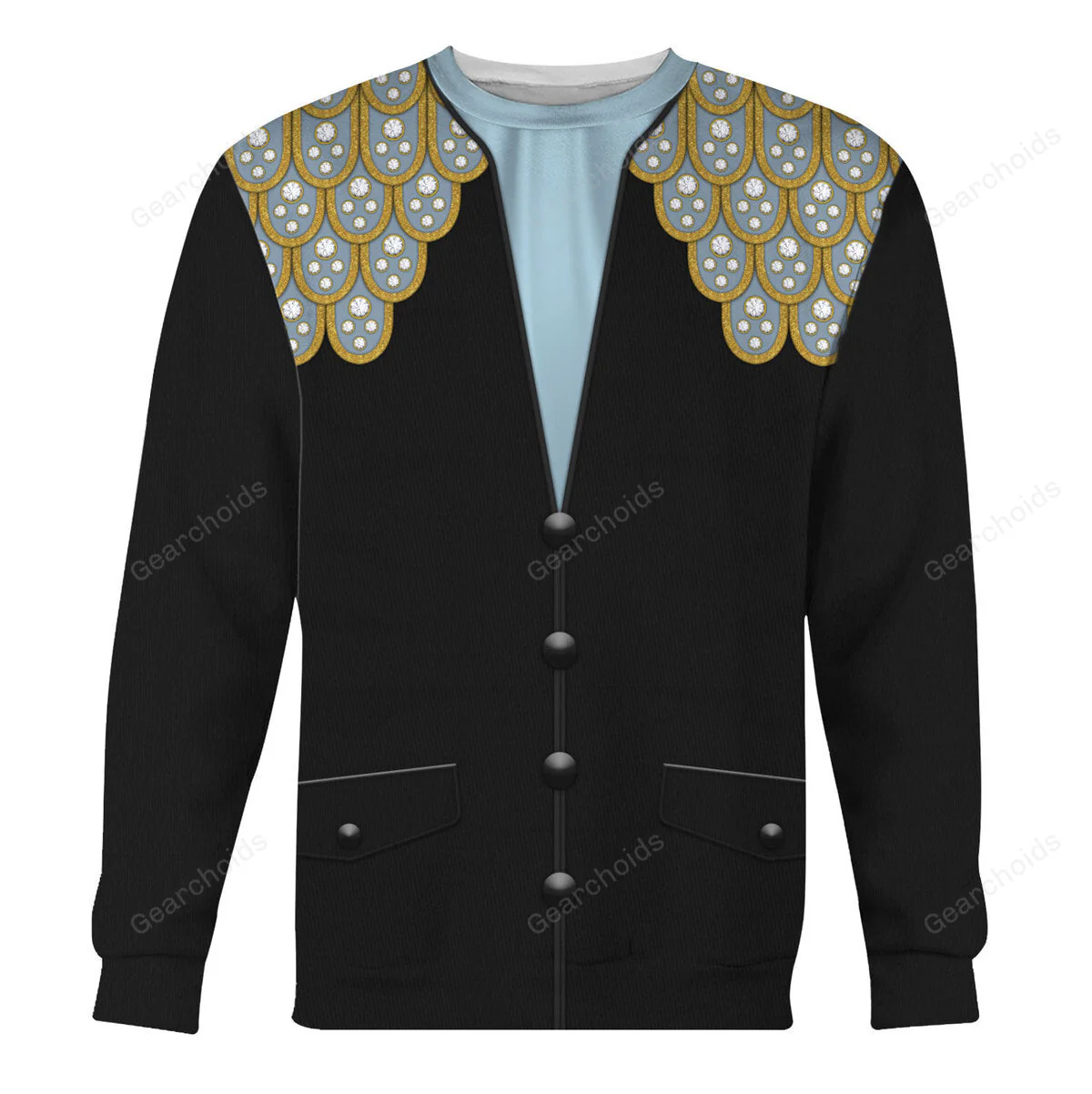 Elvis Armadillo suit in Blue on Black - Costume Cosplay Hoodie Sweatshirt Sweatpants CSELV041 - Image 5