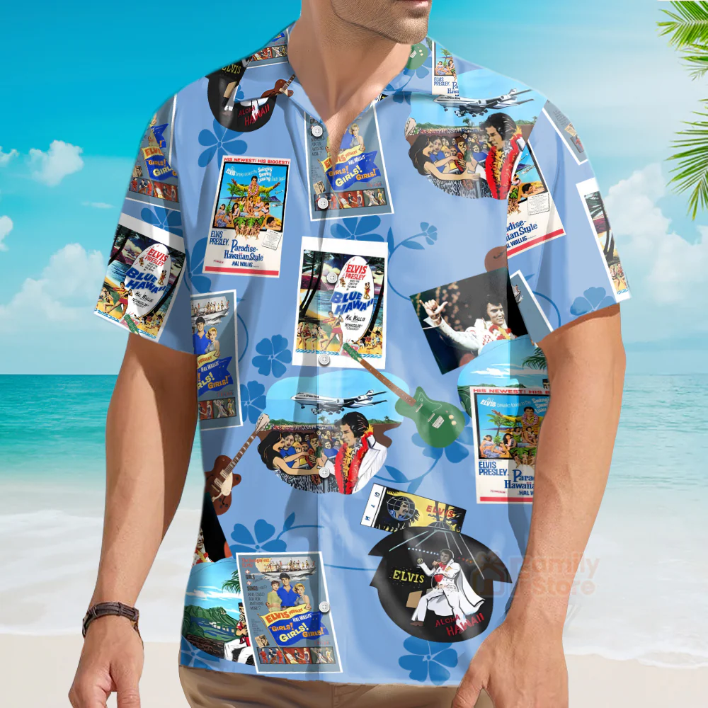 Elvis Is Playing Music And Guitar - Hawaiian Shirt - Image 4