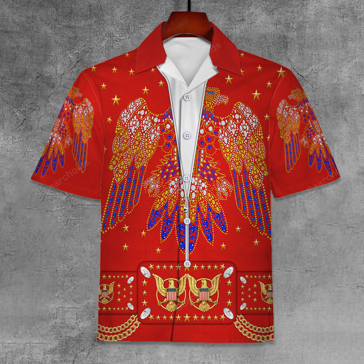 Elvis EAGLE Red - Costume Cosplay Hawaiian Shirt CSELV028
