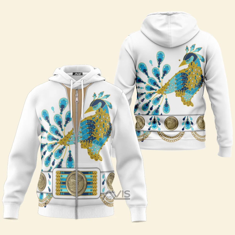 Elvis Presley Peacock Outfit - Costume Cosplay Hoodie Sweatshirt Sweatpants CSELV004 - Image 3