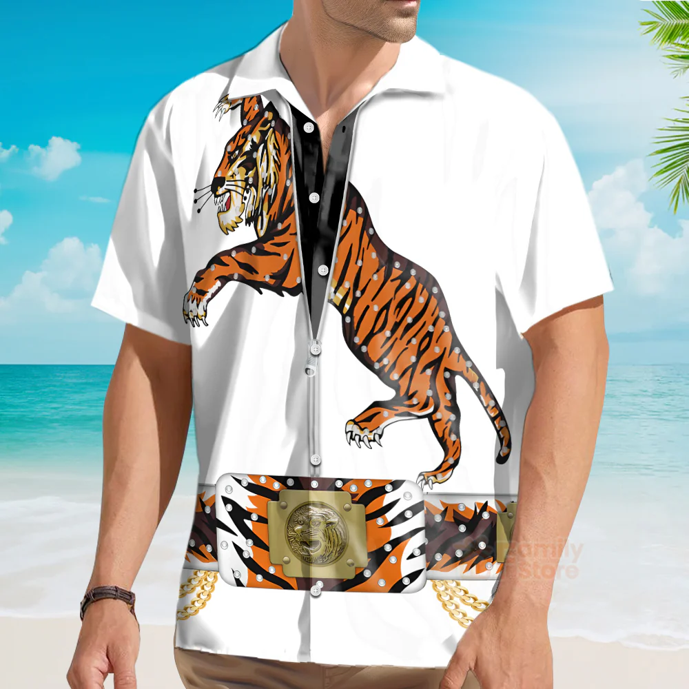 Elvis Presley Tiger - Costume Cosplay Hawaiian Shirt CSELV002 - Image 4
