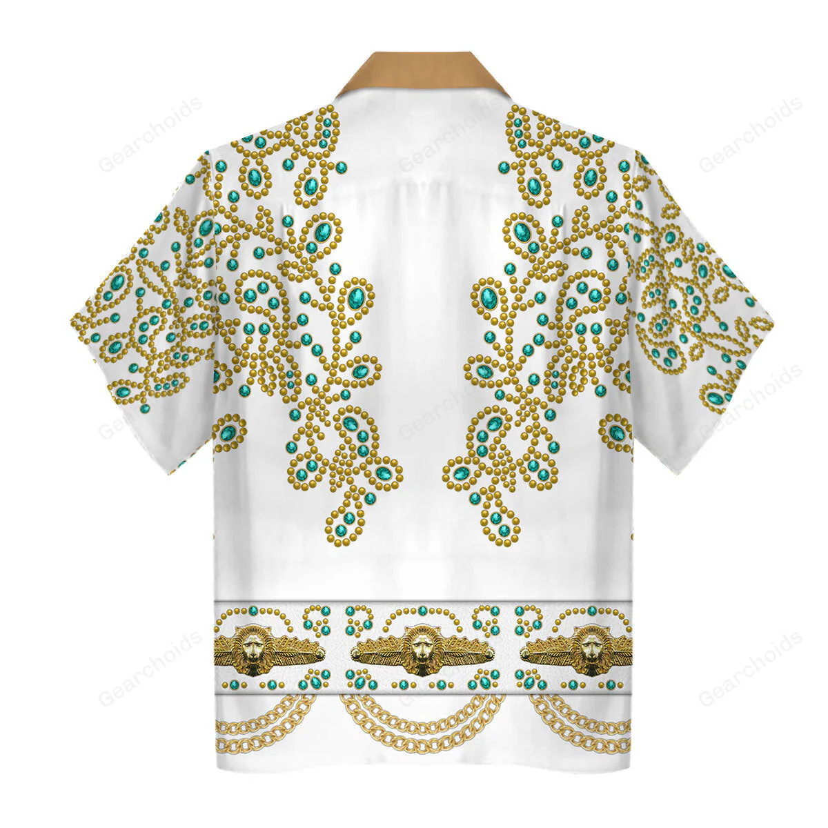 lvis Spanish Flower - White With Green Stones - Costume Cosplay Hawaiian Shirt CSELV032 - Image 2