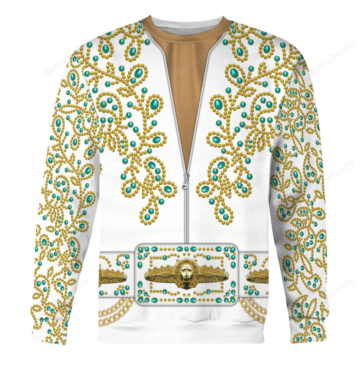 lvis Spanish Flower - White With Green Stones - Costume Cosplay Hoodie Sweatshirt Sweatpants CSELV032 - Image 5