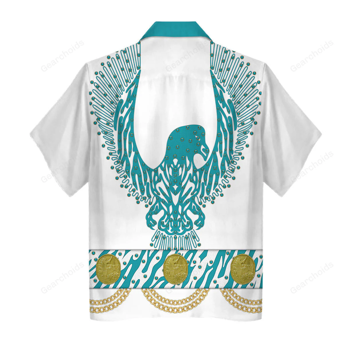 Elvis Turquoise Phoenix - Costume Cosplay Hawaiian Shirt CSELV038 - Image 2