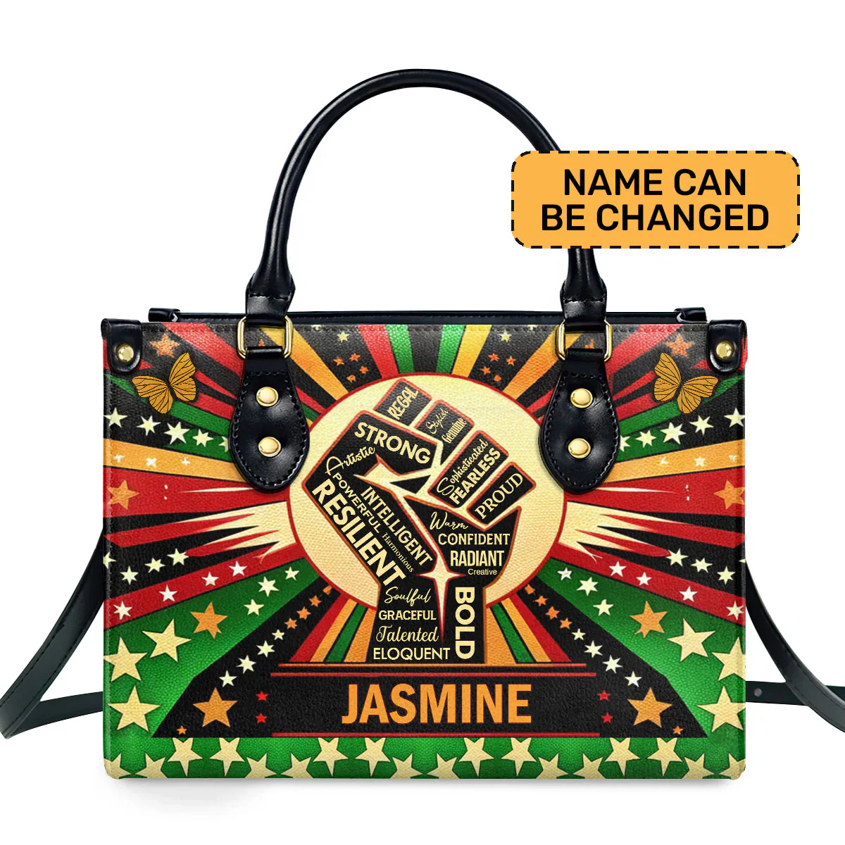 Empowerment Juneteenth Spirit Quote Tote - Personalized Leather Handbag - Gift For Black Women | HD95