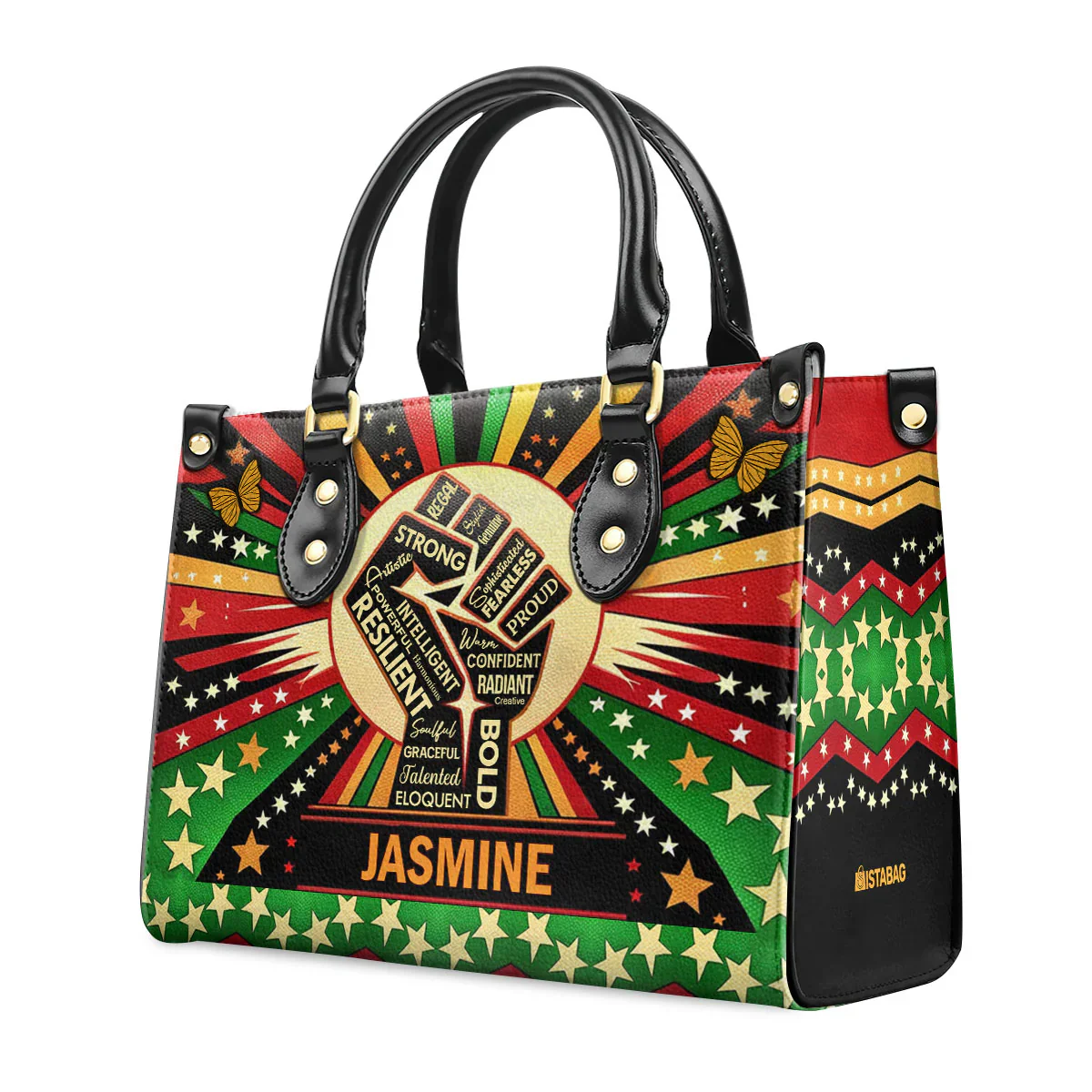 Empowerment Juneteenth Spirit Quote Tote - Personalized Leather Handbag - Gift For Black Women | HD95 - Image 2